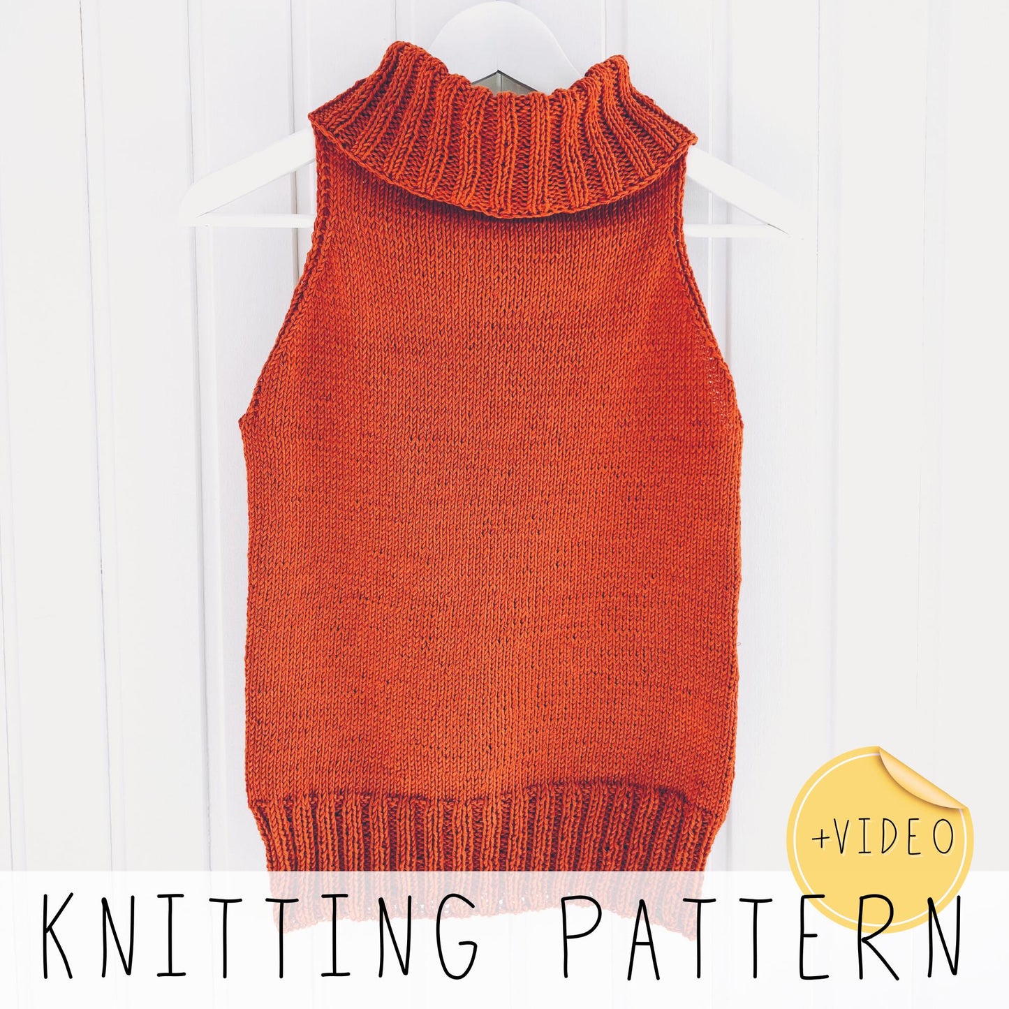 Sleeveless Turtleneck Tank Top Knitting Pattern