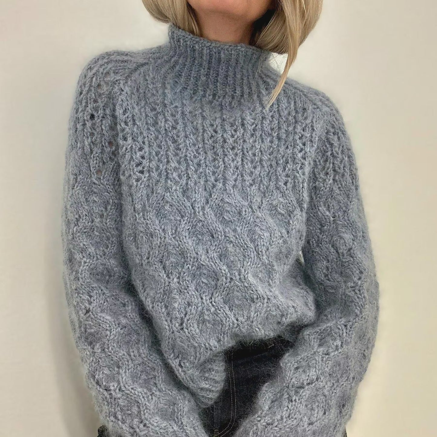 Multi Pattern Turtleneck Sweater Knitting Pattern