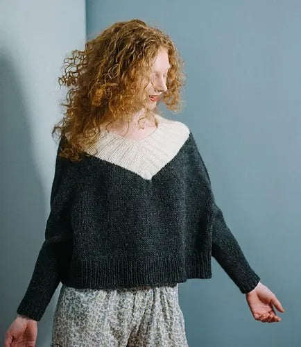 Pullover with Styled V-Neckline Knitting Pattern