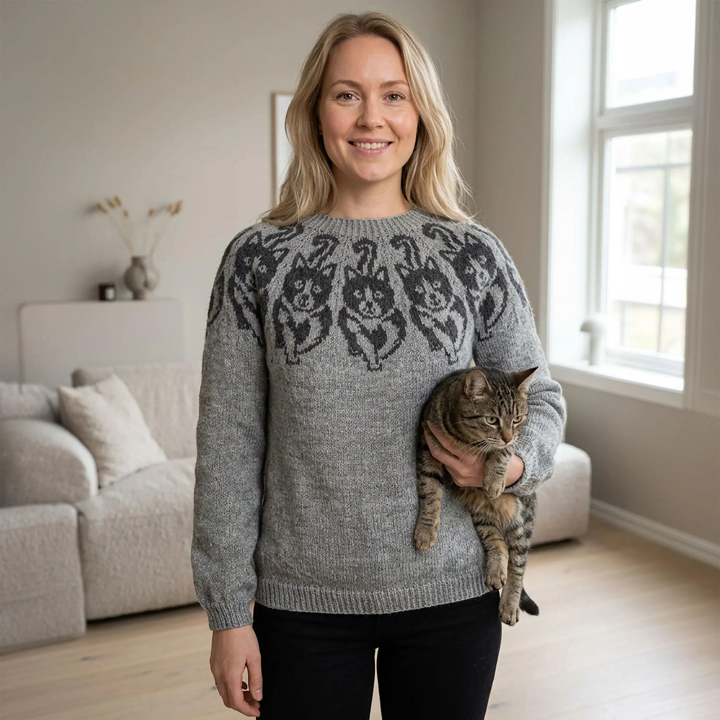 Playful Purr Knit Sweater Knitting Pattern