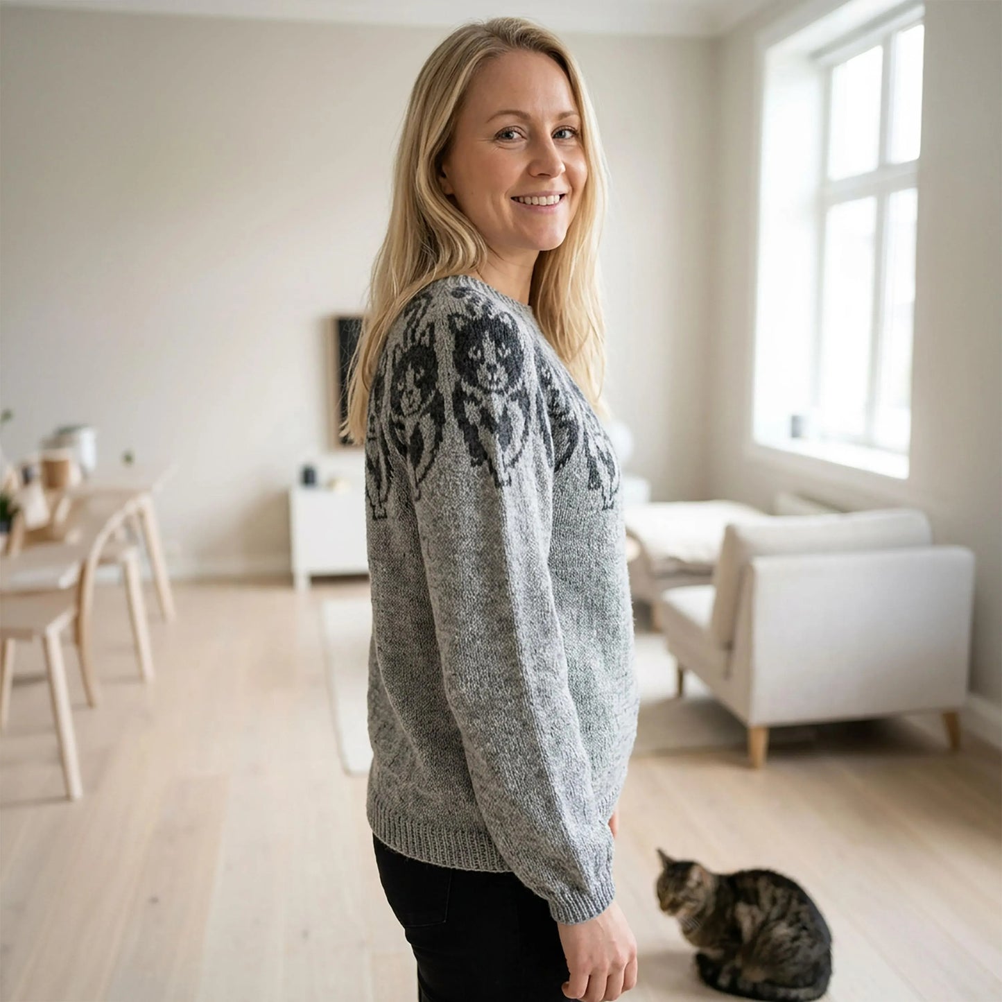 Playful Purr Knit Sweater Knitting Pattern