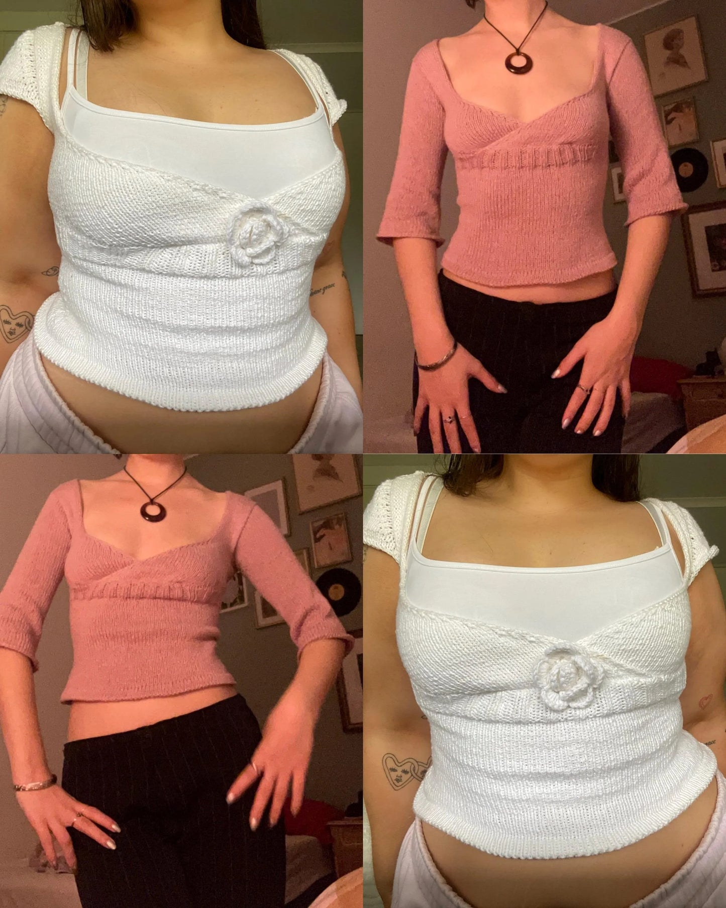Elegant Three-Quarter Sleeve Blouse Knitting Pattern