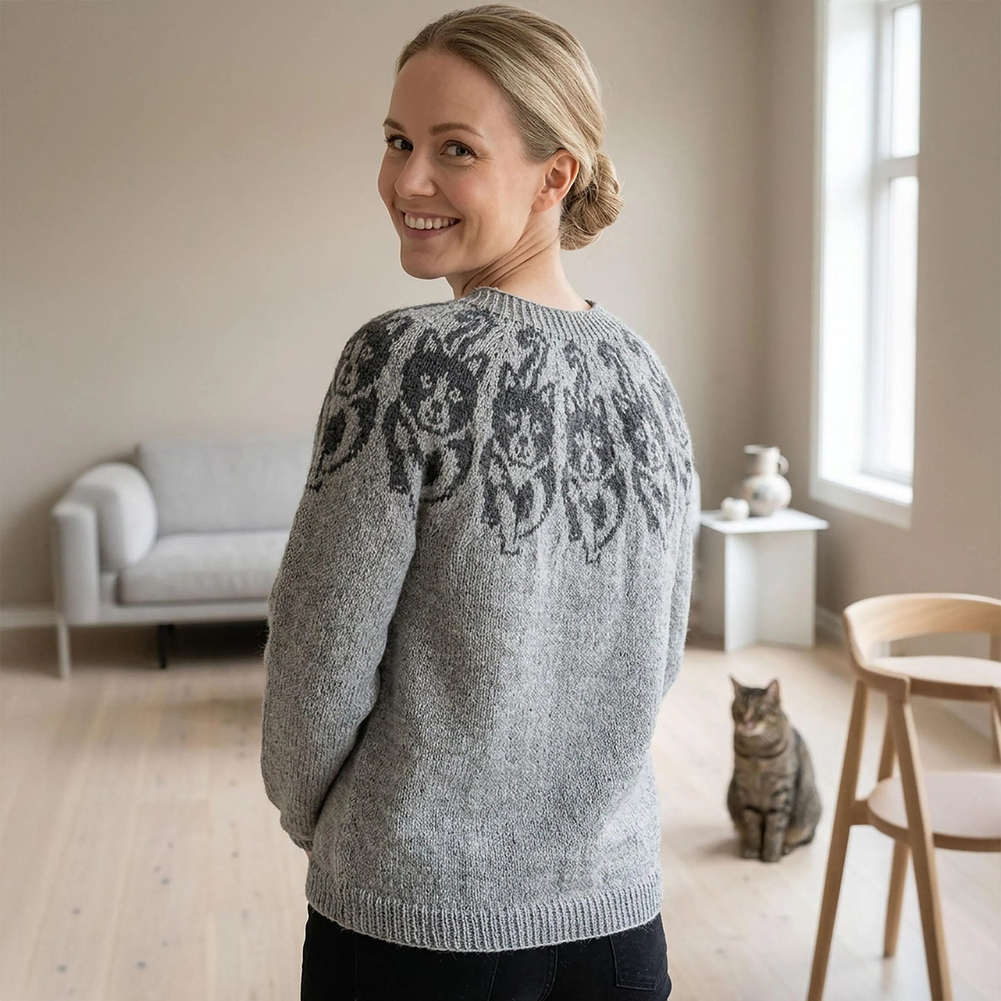 Playful Purr Knit Sweater Knitting Pattern