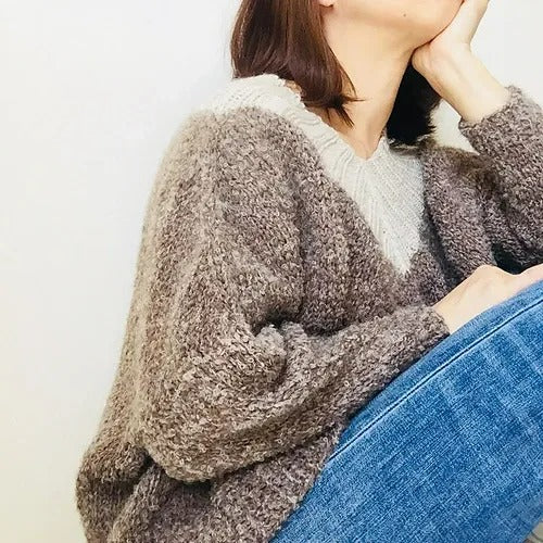 Pullover with Styled V-Neckline Knitting Pattern