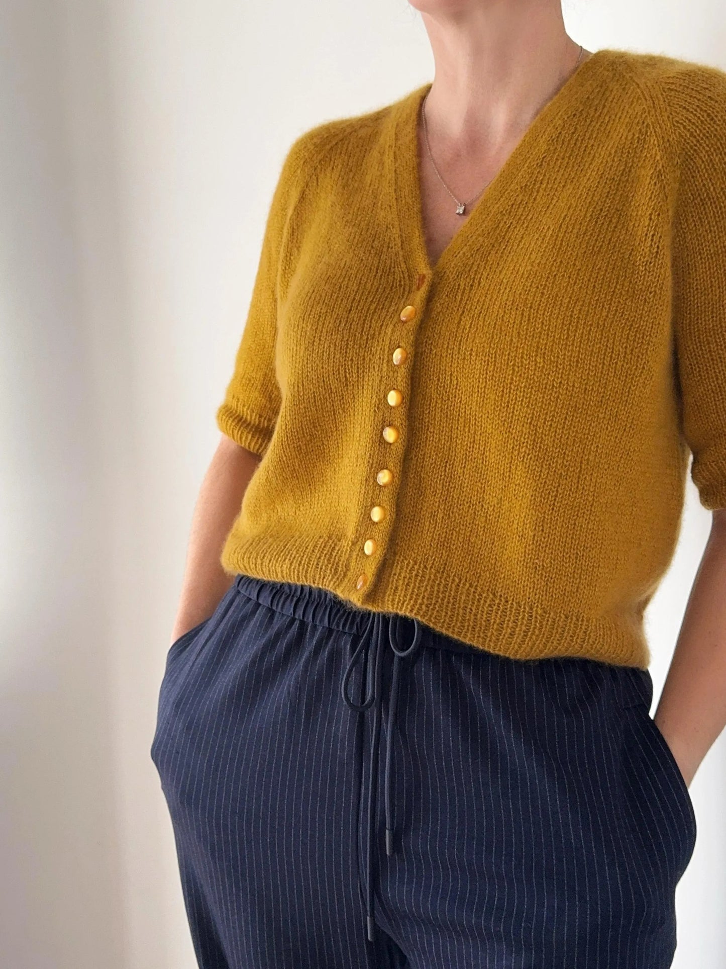 Refined Buttoned Knit Blouse Knitting Pattern