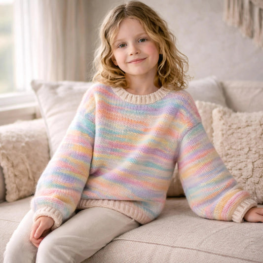 Cozy Colorblock Youth Pullover Knitting Pattern