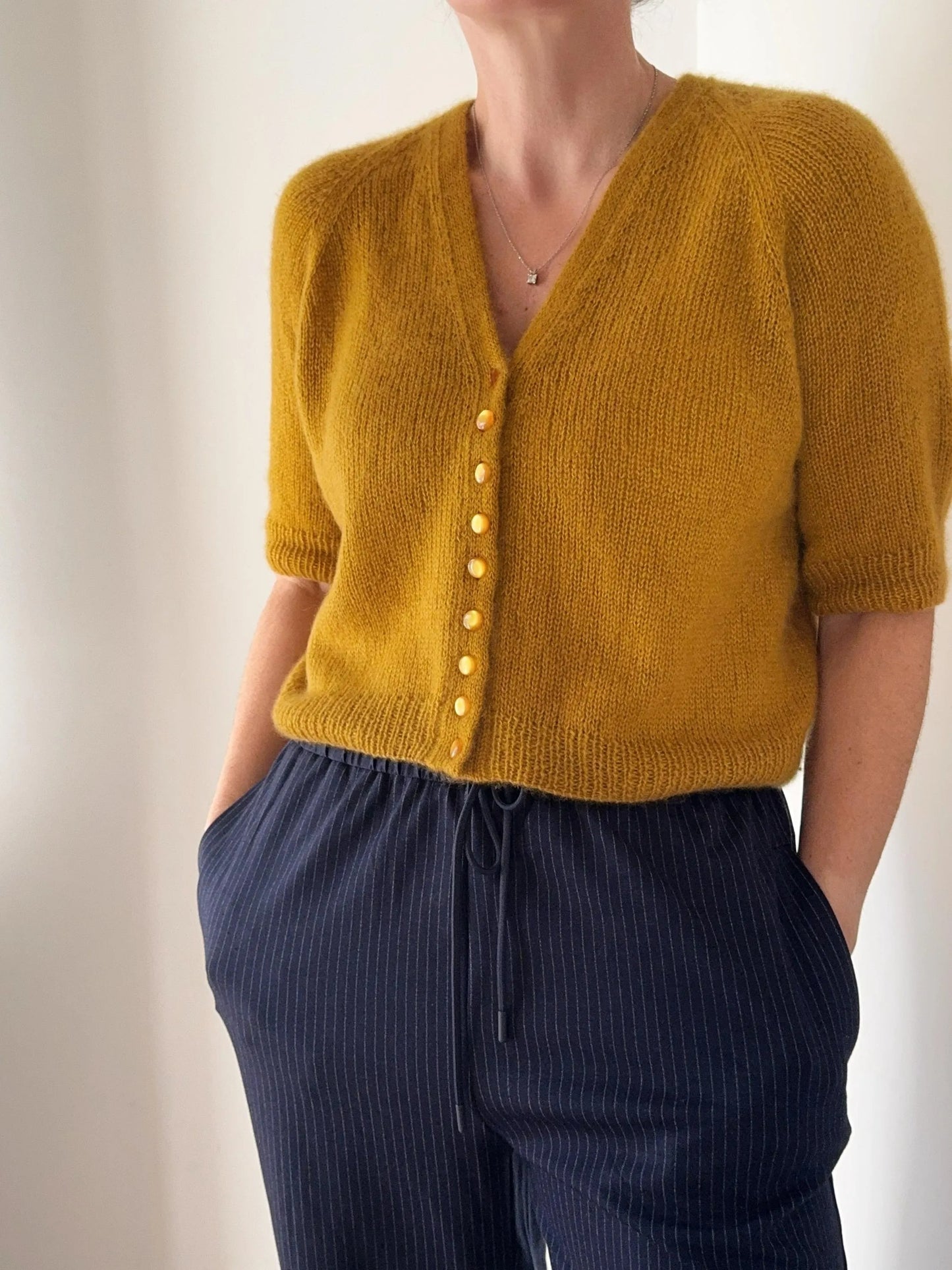 Refined Buttoned Knit Blouse Knitting Pattern