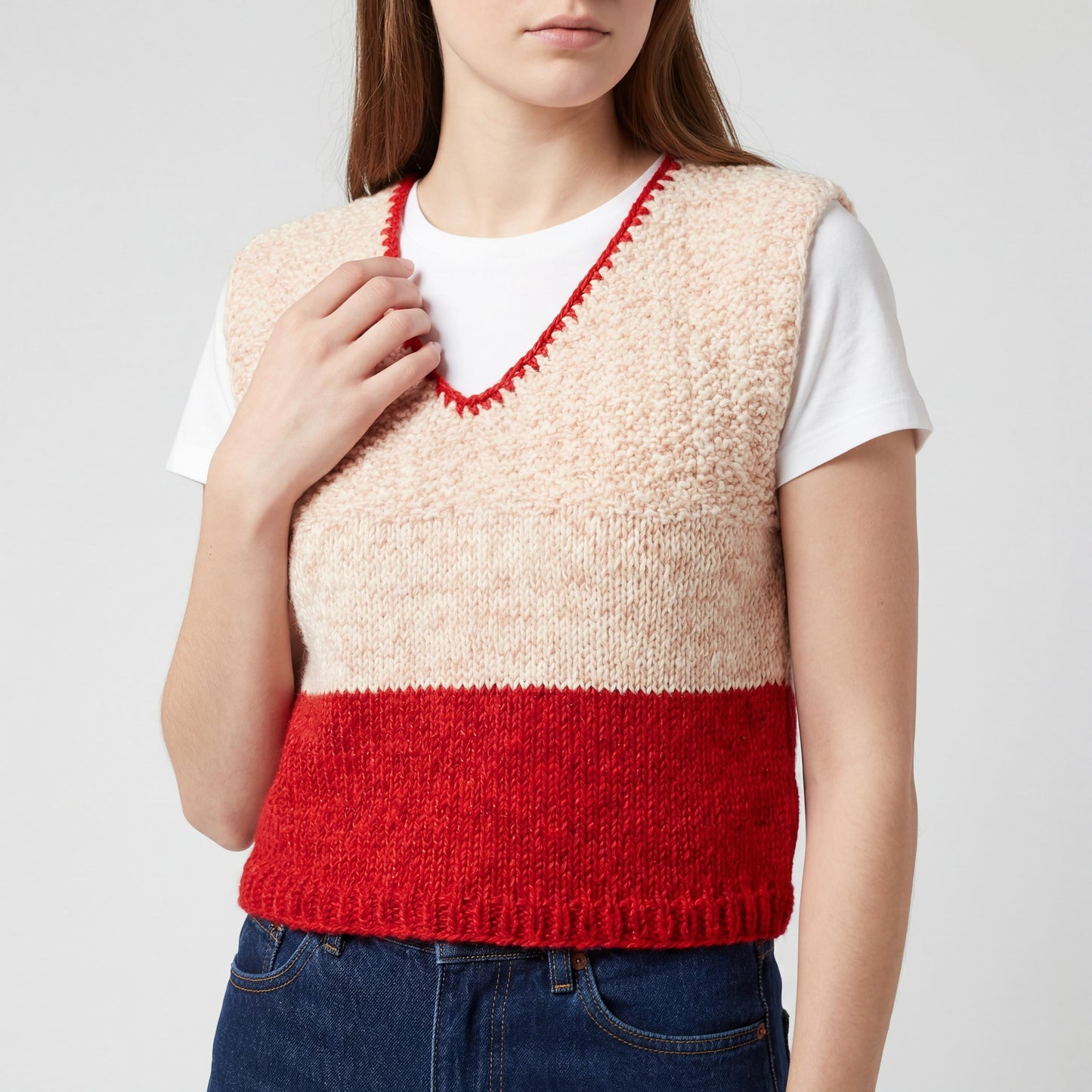 Harmony Colorblock Sleeveless Vest Knitting Pattern