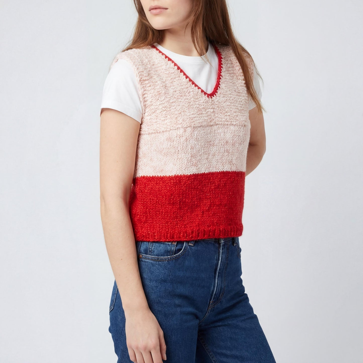 Harmony Colorblock Sleeveless Vest Knitting Pattern