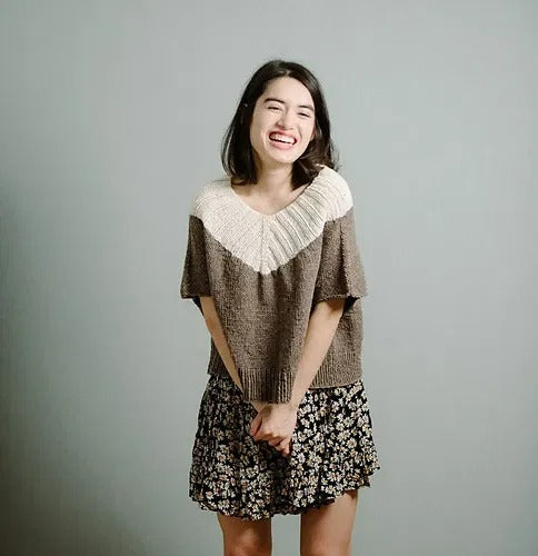 Pullover with Styled V-Neckline Knitting Pattern
