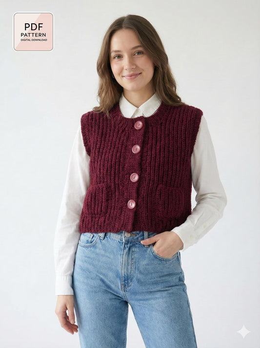 Classic Fastened Waistcoat Knitting Pattern
