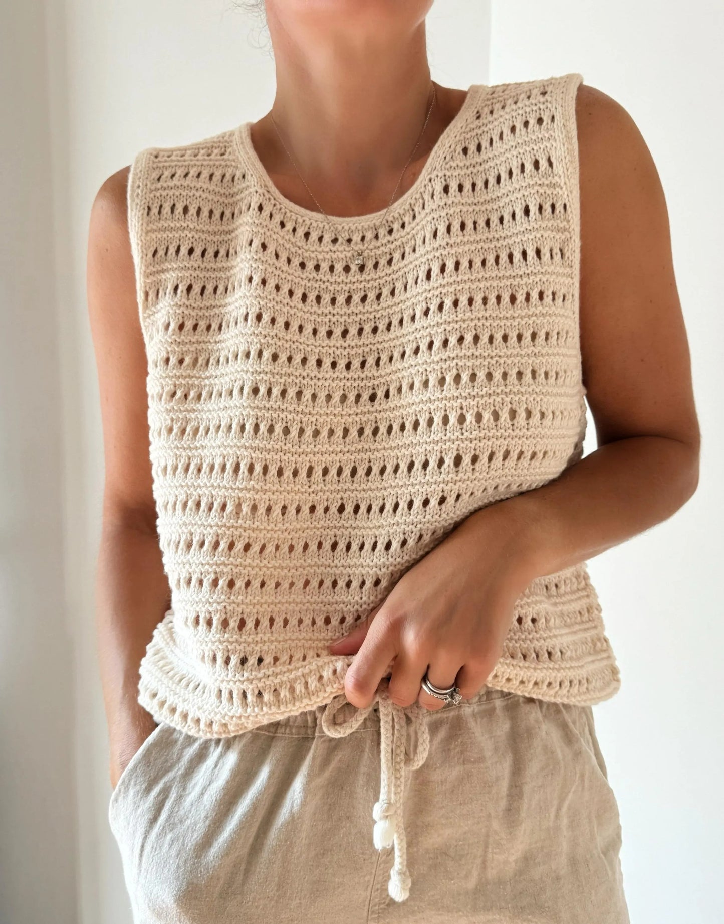 Woven Texture Summer Blouse Knitting Pattern