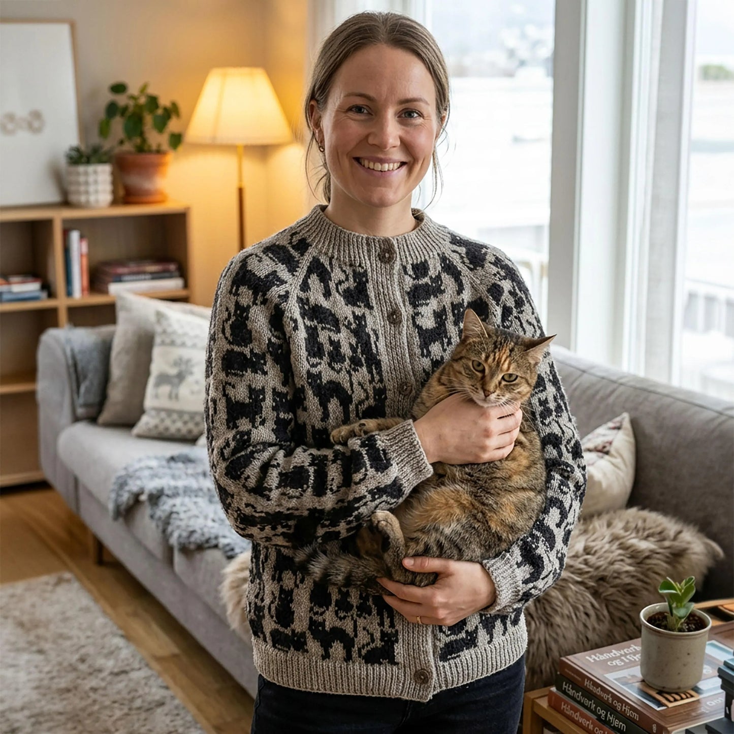 Feline Friends Button Cardigan Knitting Pattern