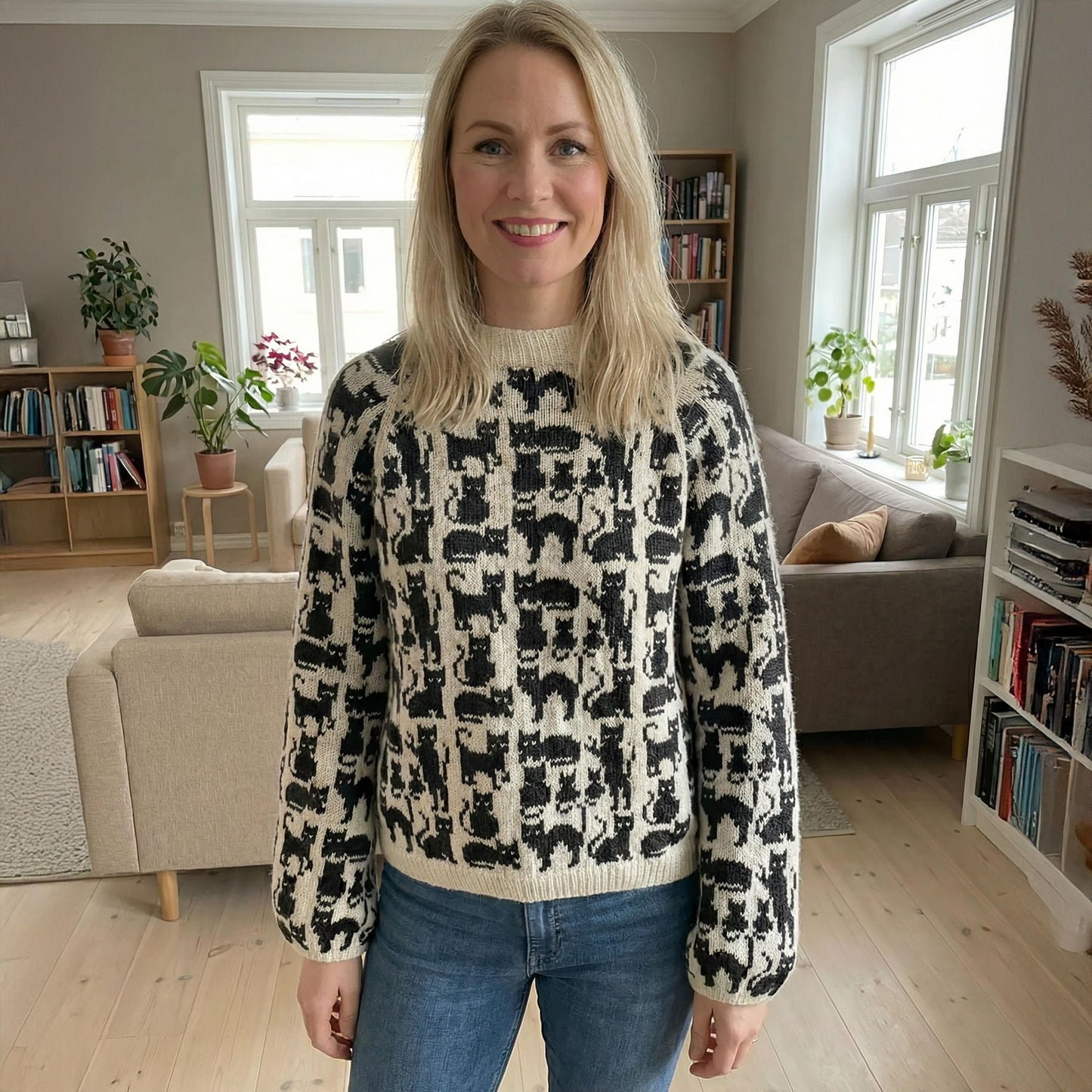 Feline Lover Cozy Pullover Knitting Pattern
