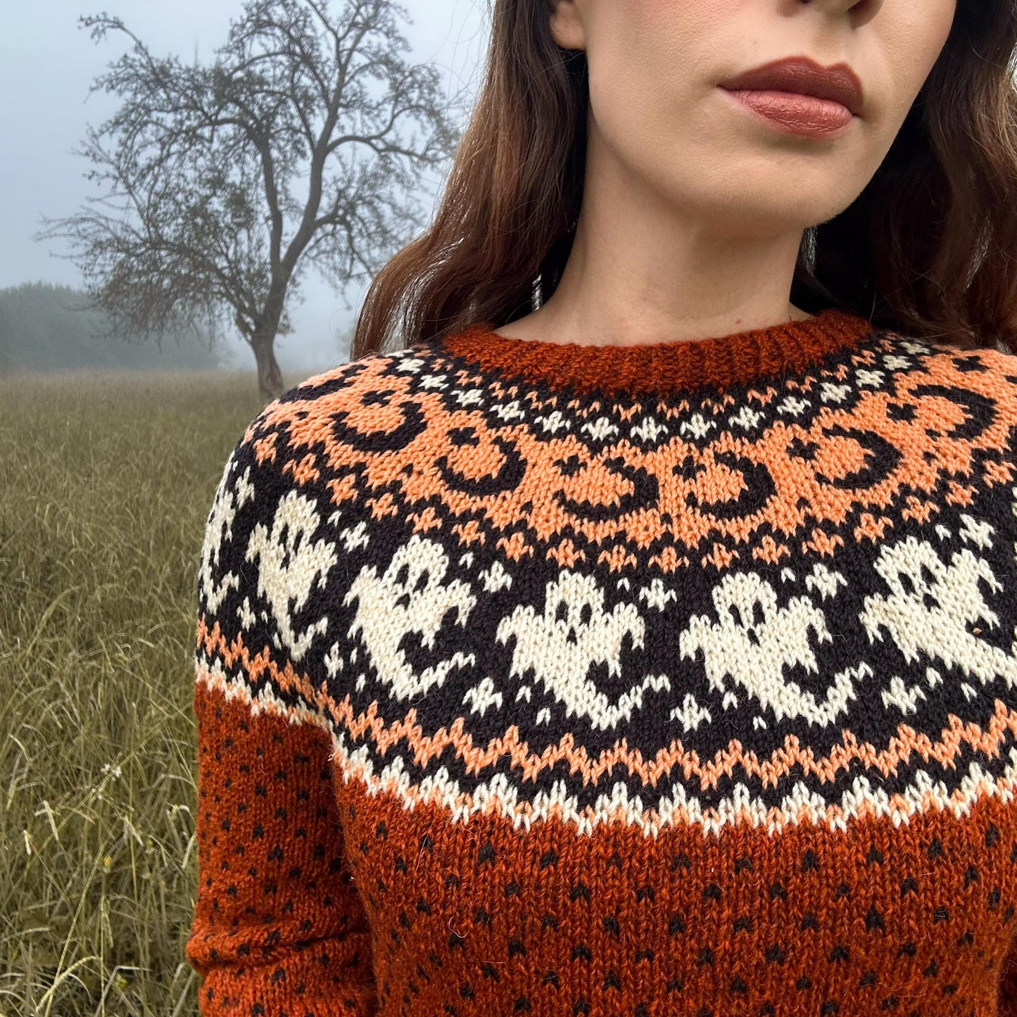Lunar Spirit Halloween Pullover Knitting Pattern