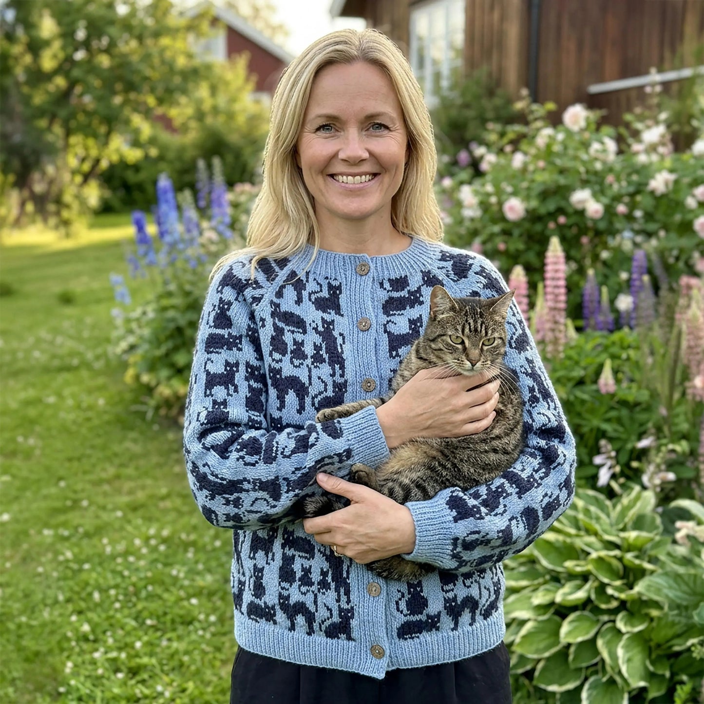 Feline Friends Button Cardigan Knitting Pattern