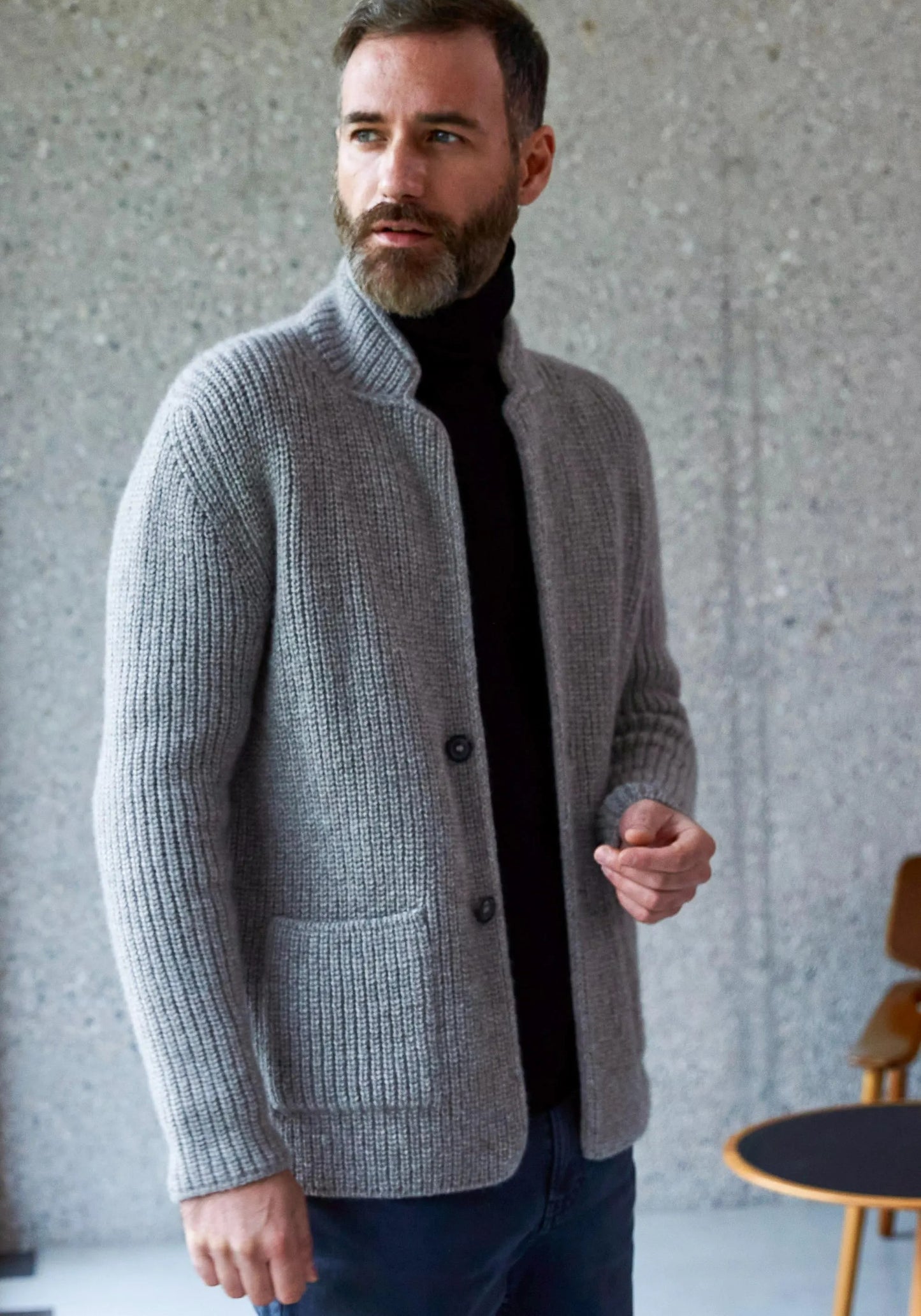 Classic Buttoned with Pocket Men's Cardigan Knitting Pattern