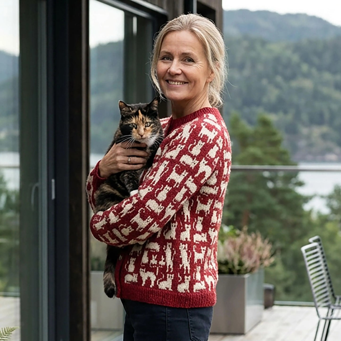 Feline Friends Button Cardigan Knitting Pattern
