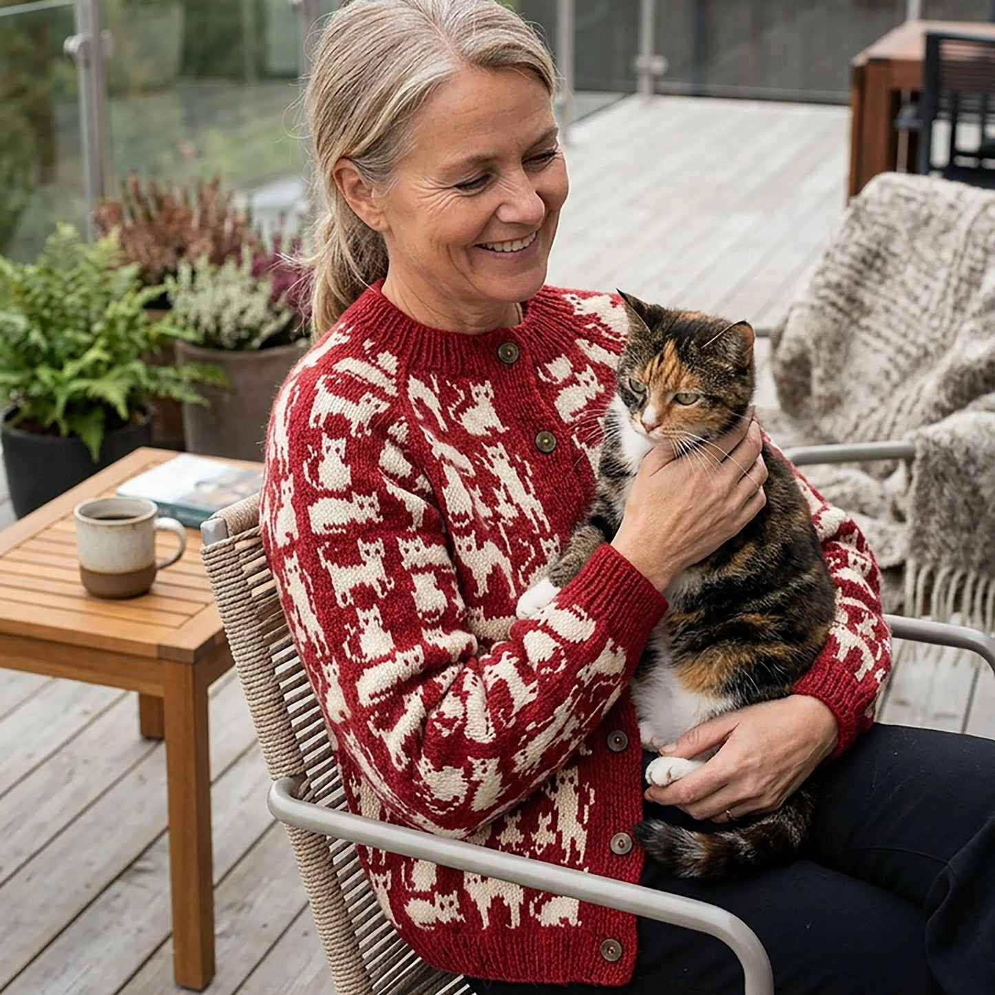 Feline Friends Button Cardigan Knitting Pattern