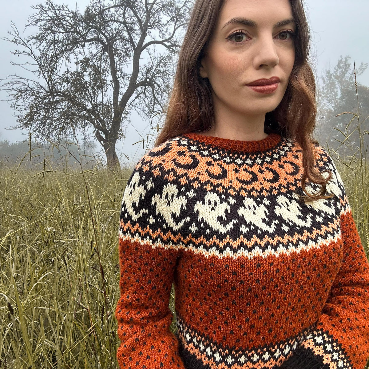 Lunar Spirit Halloween Pullover Knitting Pattern