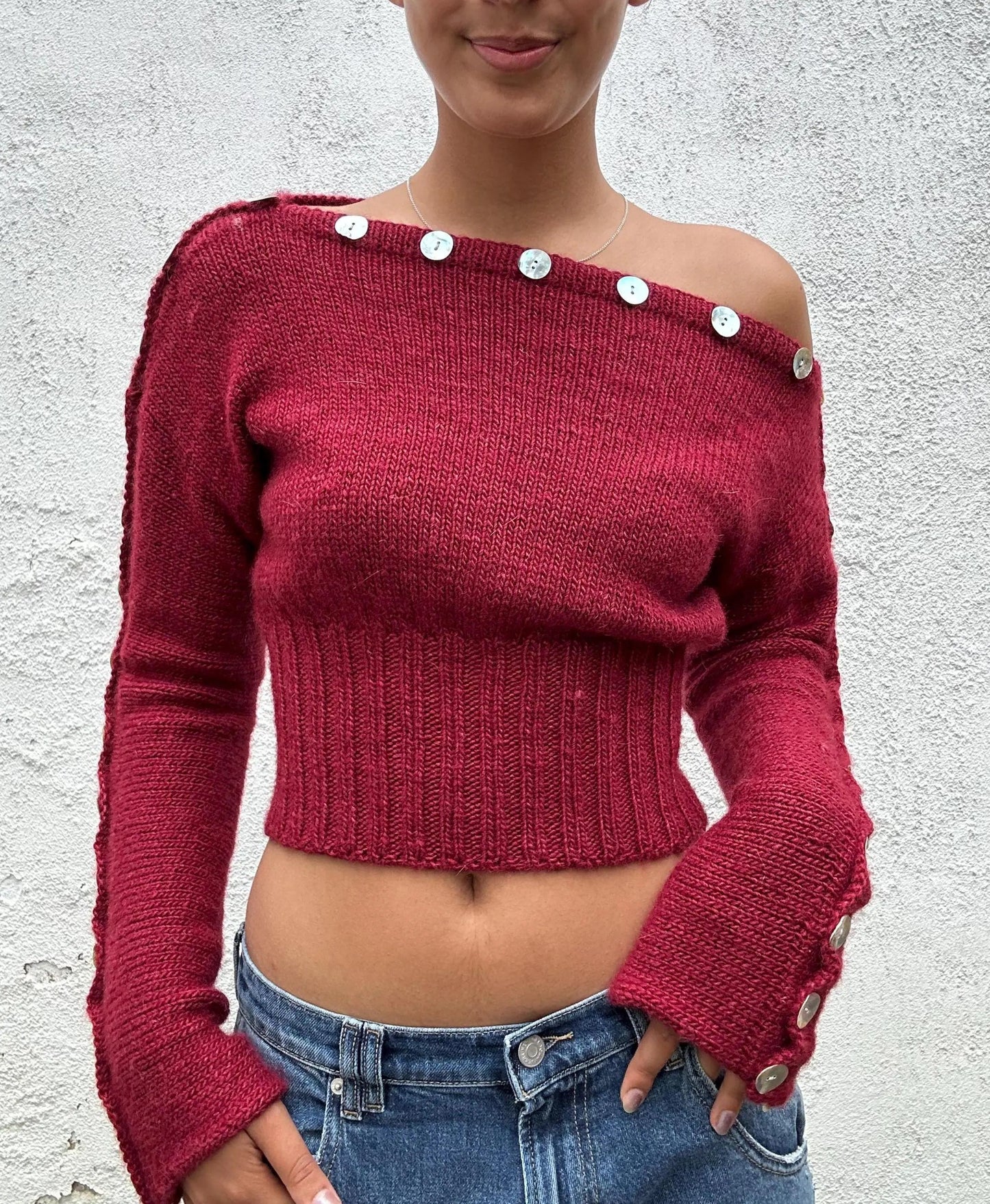 Chic Fastened Knit Blouse Knitting Pattern
