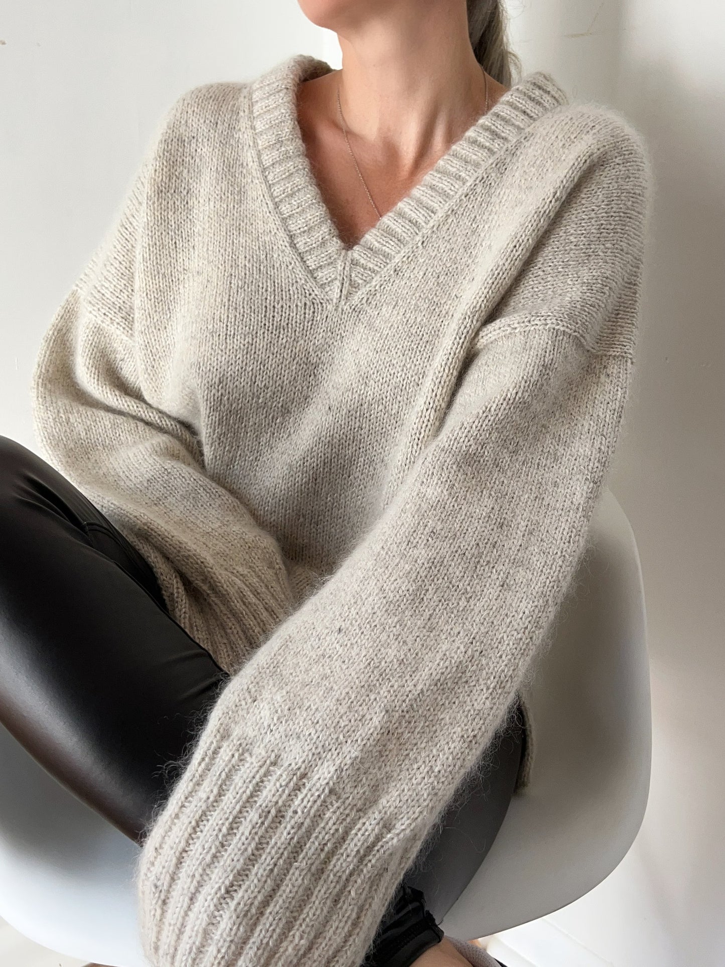 Graceful V-Neck Yoke Pullover Knitting Pattern