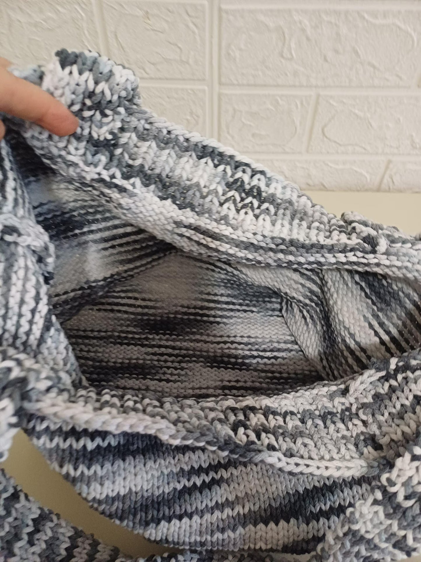 Textured Knit Shoulder Tote Bag Knitting Pattern