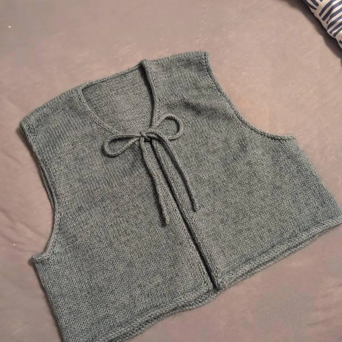 Graceful Bow Front Vest Knitting Pattern