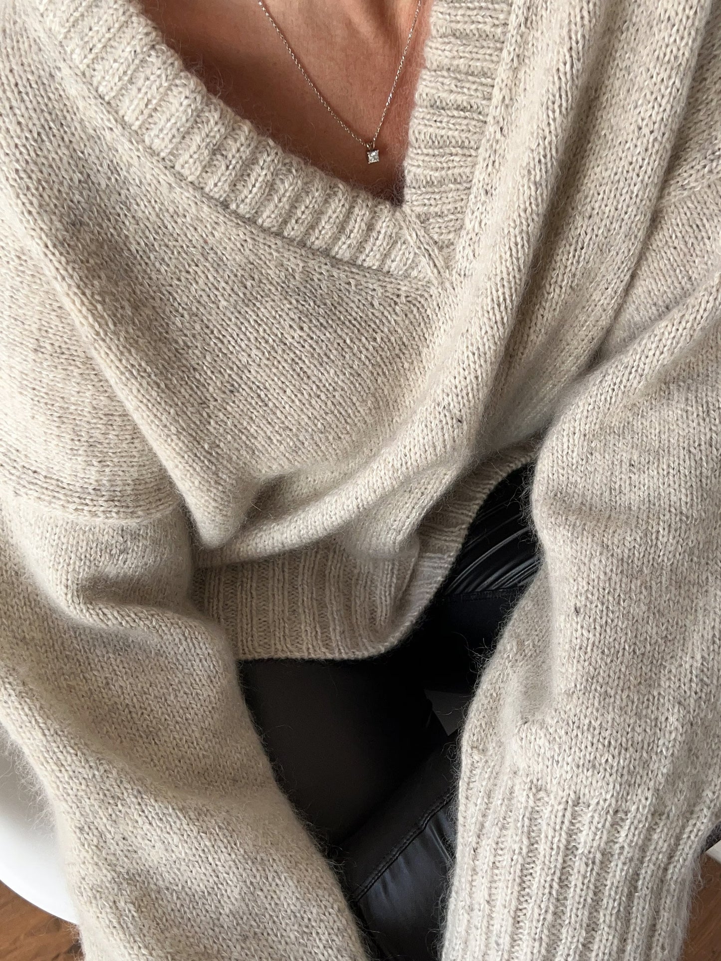 Graceful V-Neck Yoke Pullover Knitting Pattern