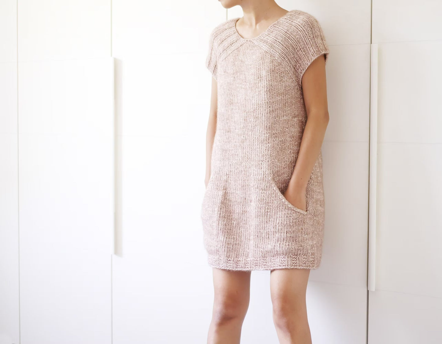 Cozy Beginner Tunic Sweater Dress Knitting Pattern