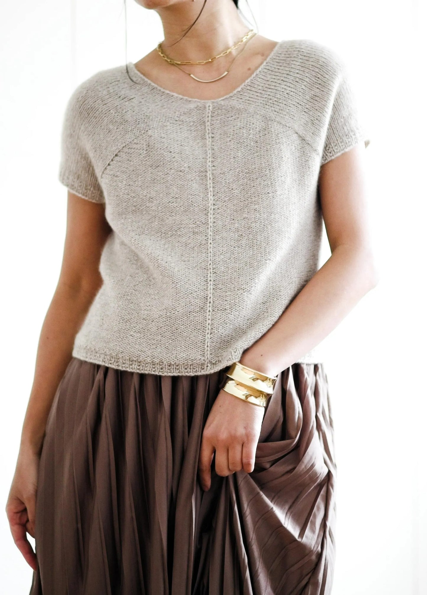 Elegant Back Buttoned Blouse Knitting Pattern