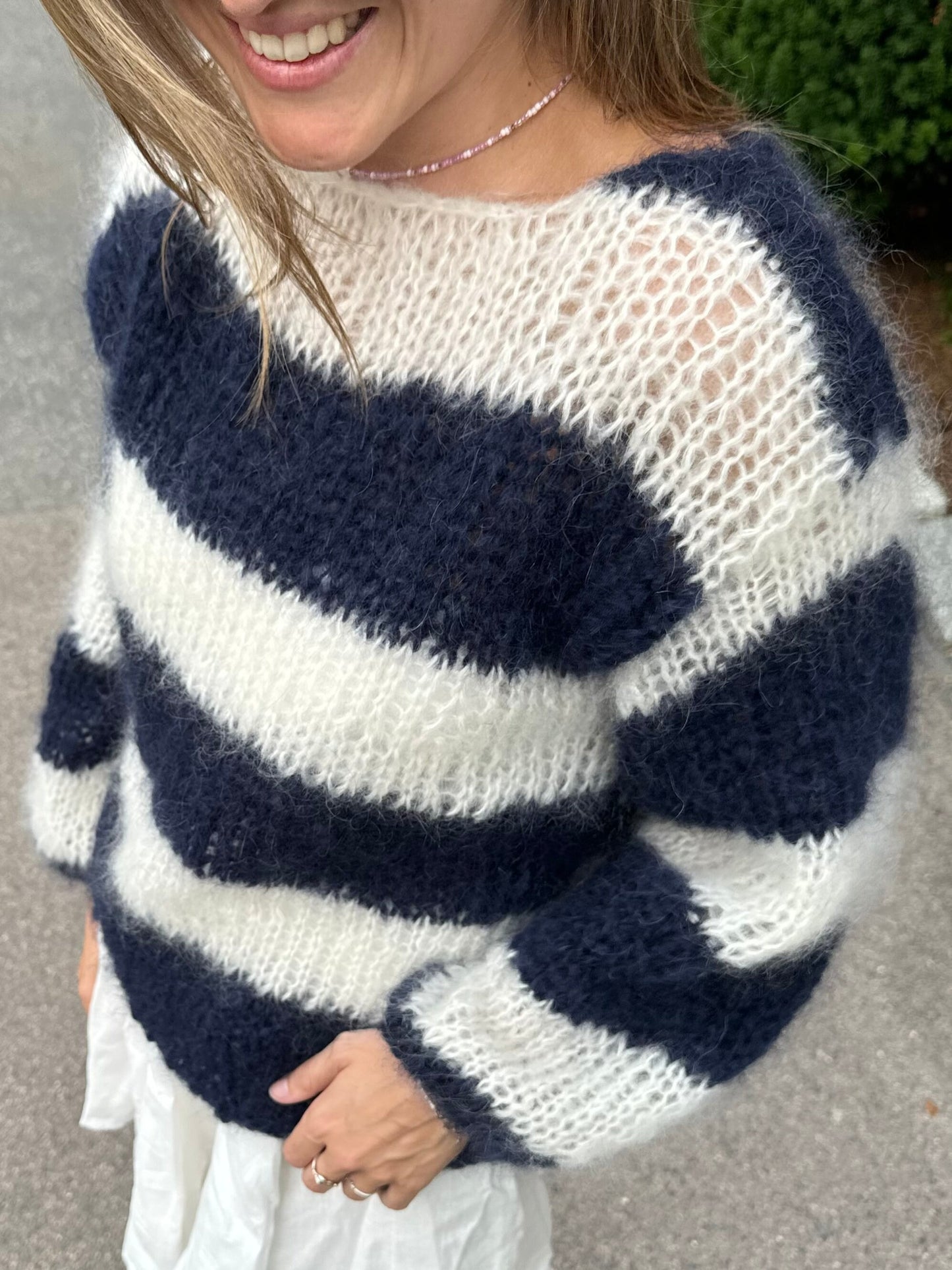 Fluffy Vina Striped Pullover Knitting Pattern