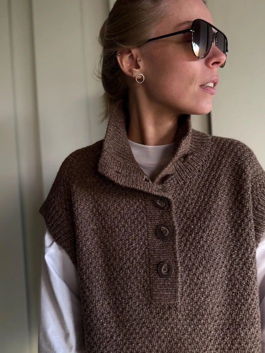 High-Neck Buttoned Slipover Knitting Pattern