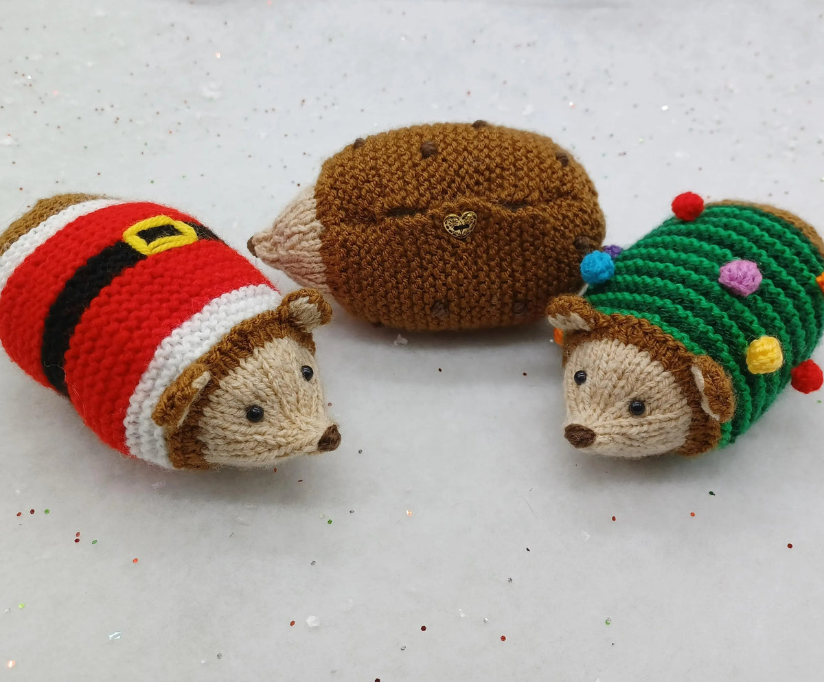 Festive Woodland Hedgehog Gift Bag Knitting Pattern
