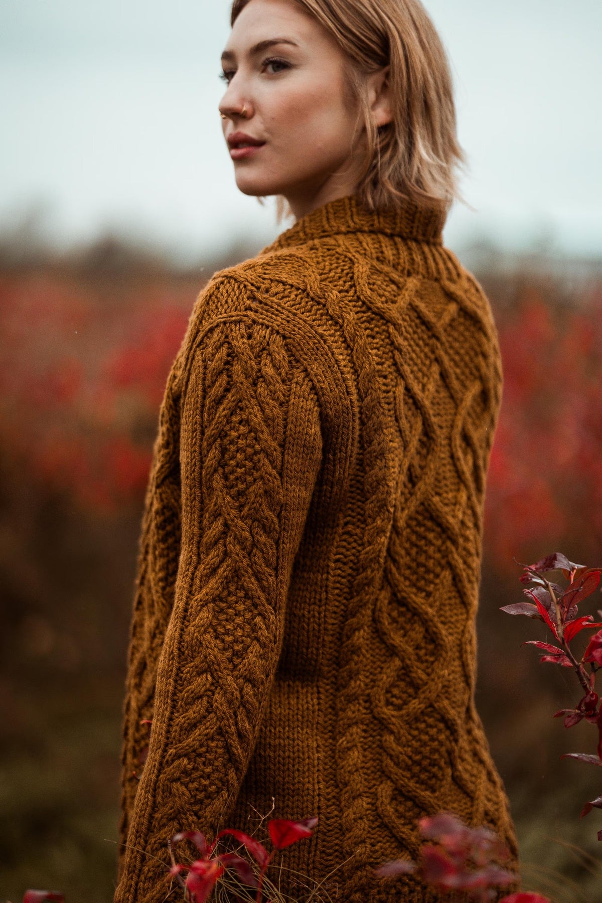 Classic Cable Collar Coat Knitting Pattern