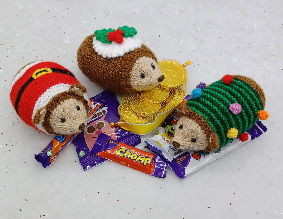 Festive Woodland Hedgehog Gift Bag Knitting Pattern