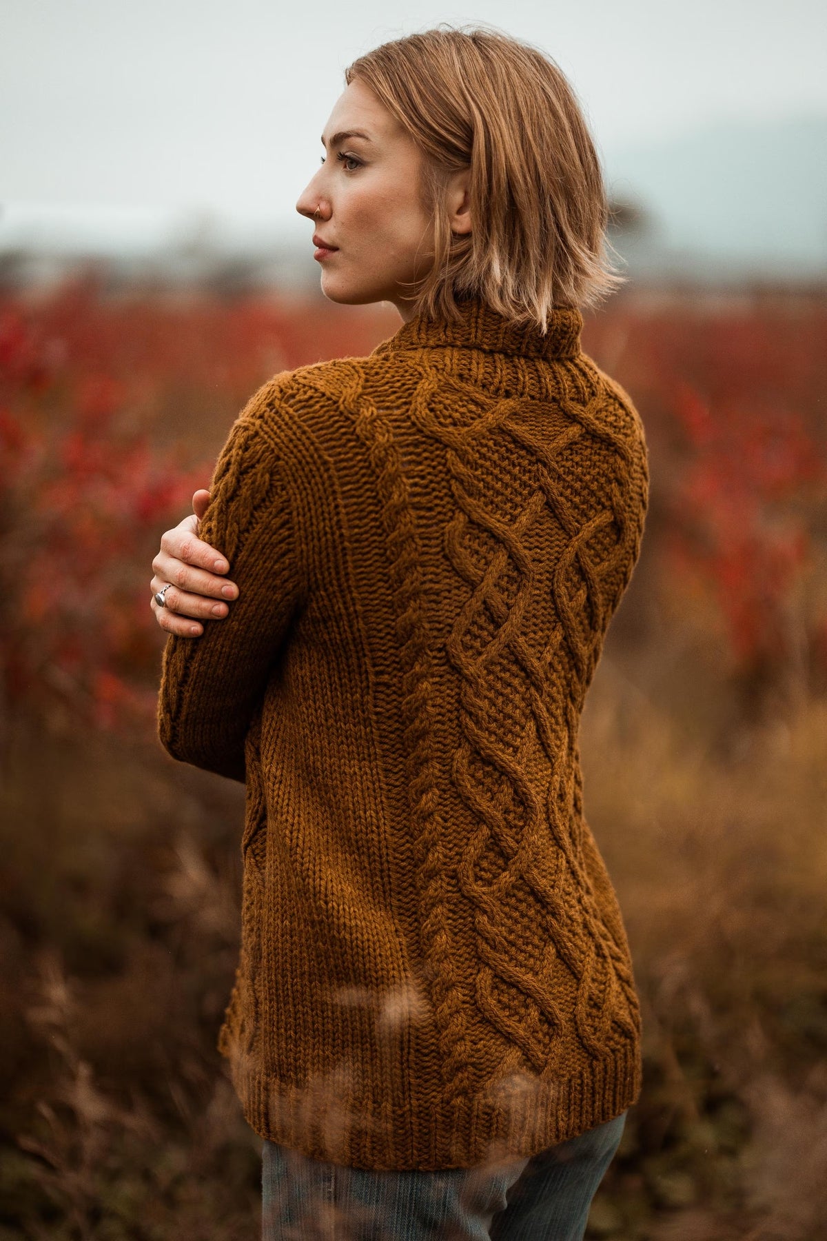 Classic Cable Collar Coat Knitting Pattern