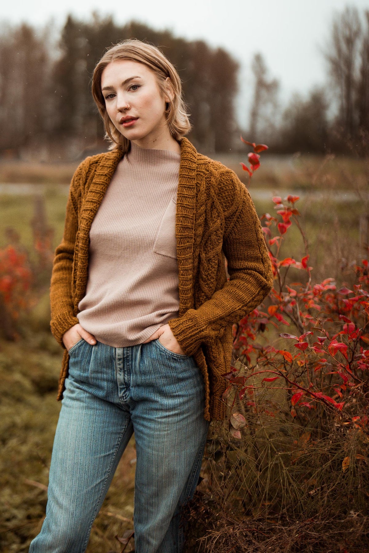 Classic Cable Collar Coat Knitting Pattern