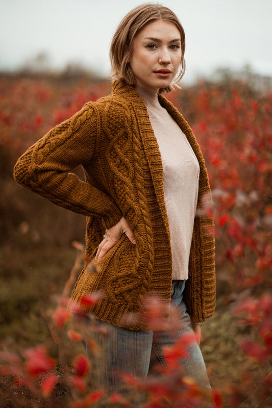 Classic Cable Collar Coat Knitting Pattern