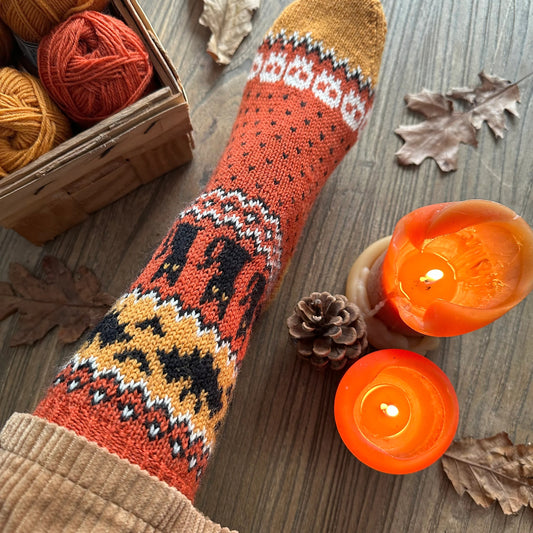 Midnight Creature Colorwork Socks Knitting Pattern