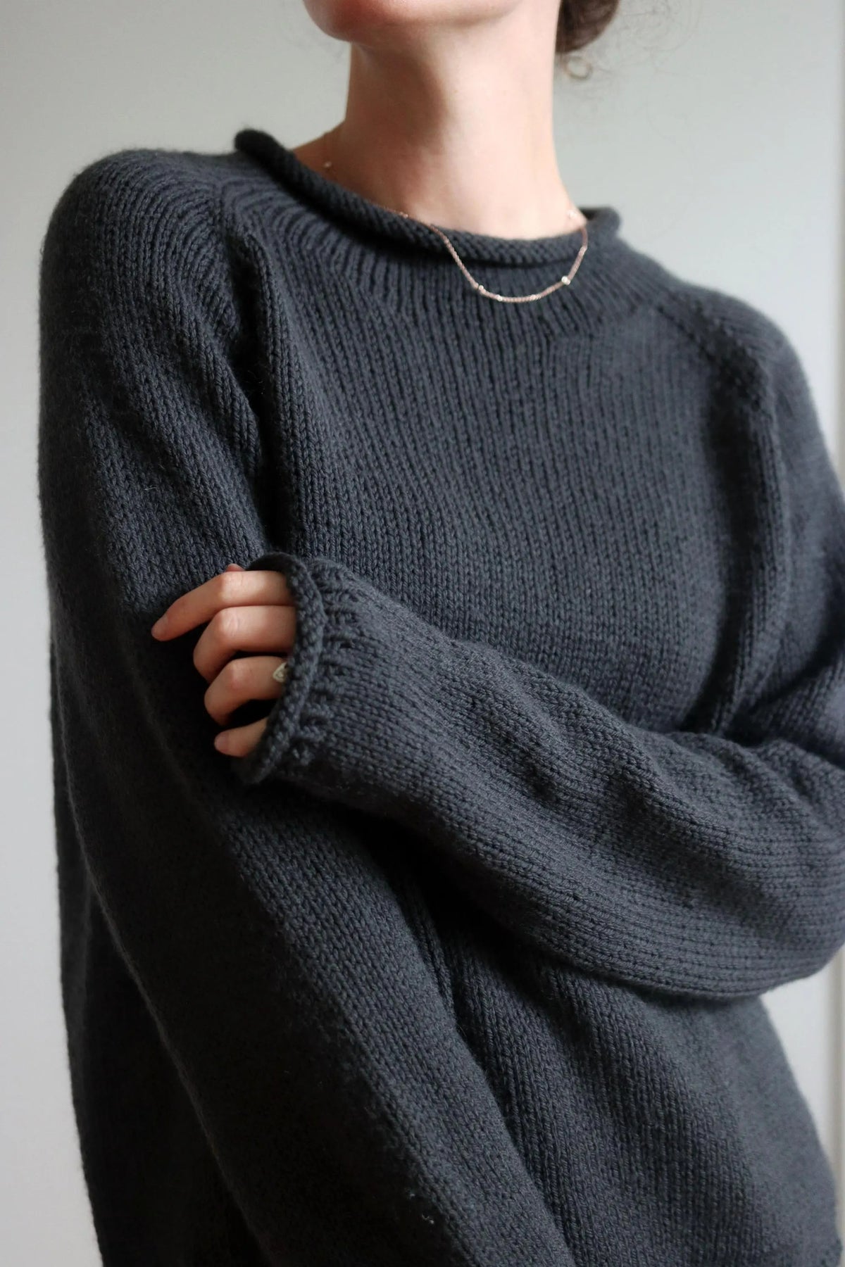 Easy Funnel Neck Raglan Pullover Knitting Pattern