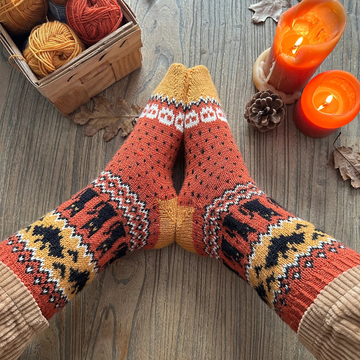Midnight Creature Colorwork Socks Knitting Pattern