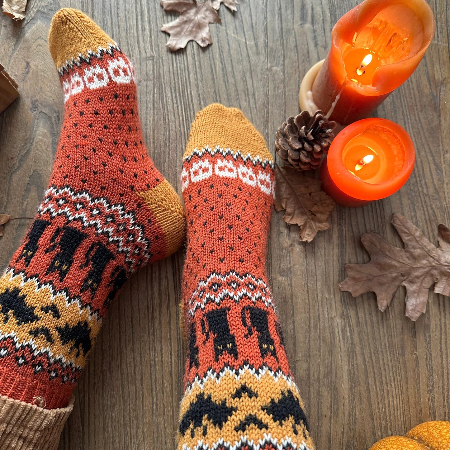 Midnight Creature Colorwork Socks Knitting Pattern