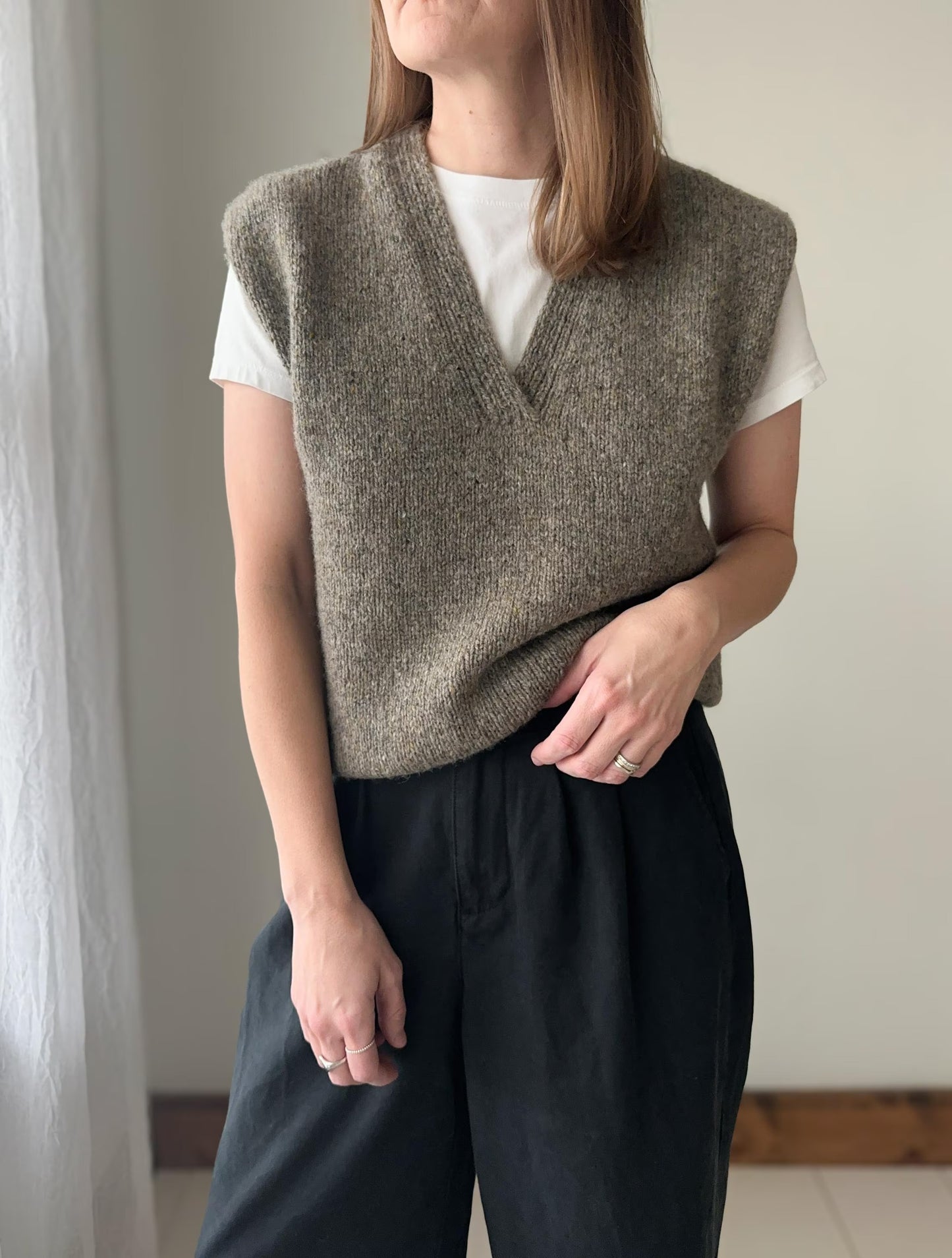 Timeless V-Neck Knit Shell Knitting Pattern