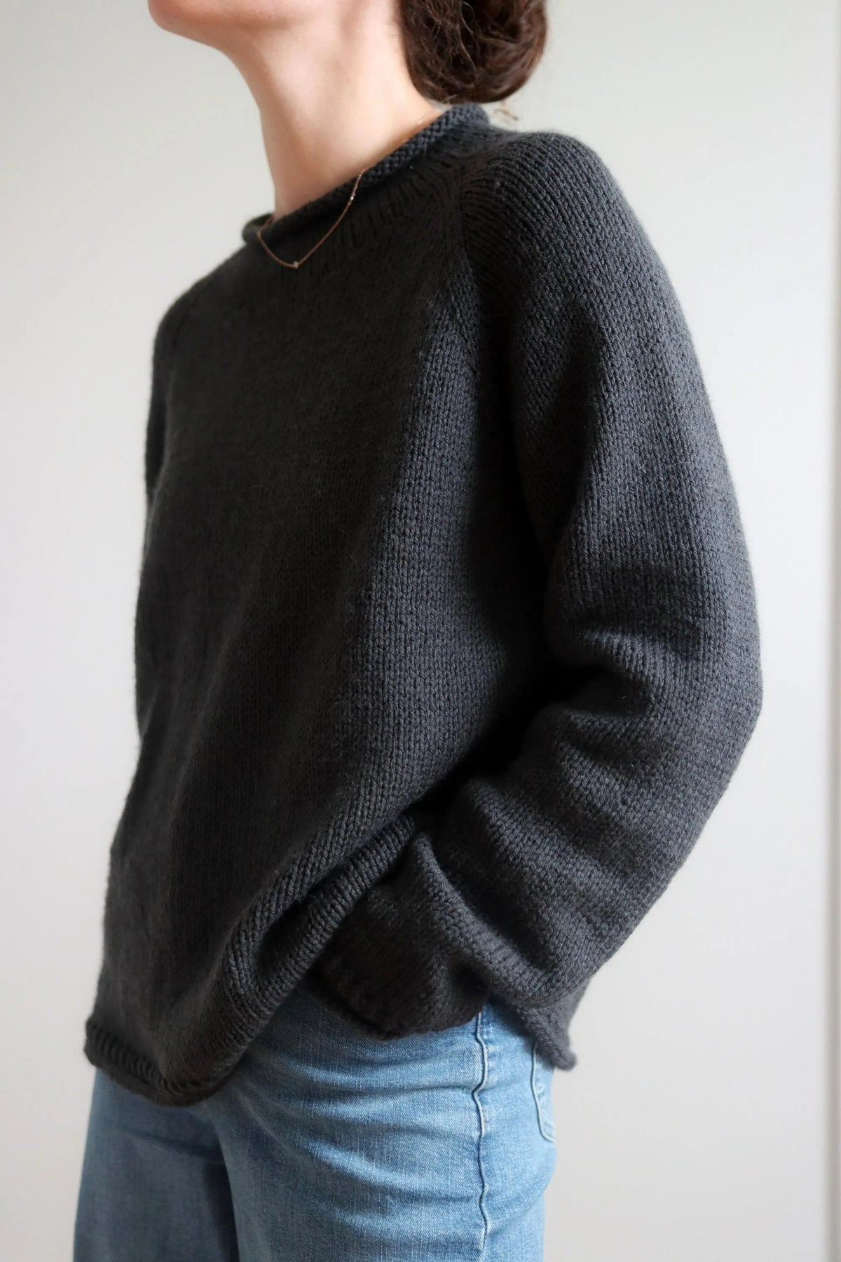 Easy Funnel Neck Raglan Pullover Knitting Pattern