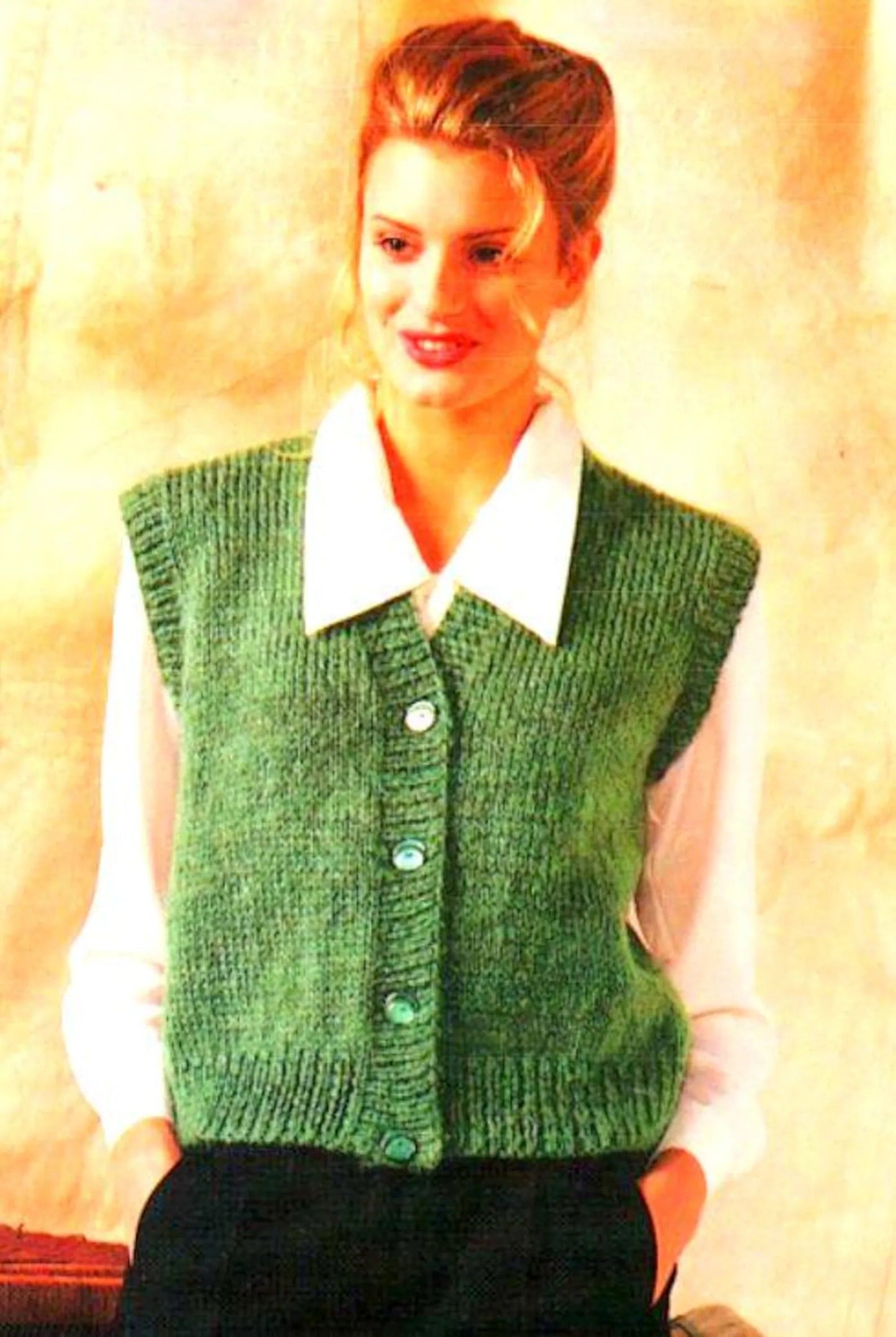 Comfy Buttoned Vest Knitting Pattern