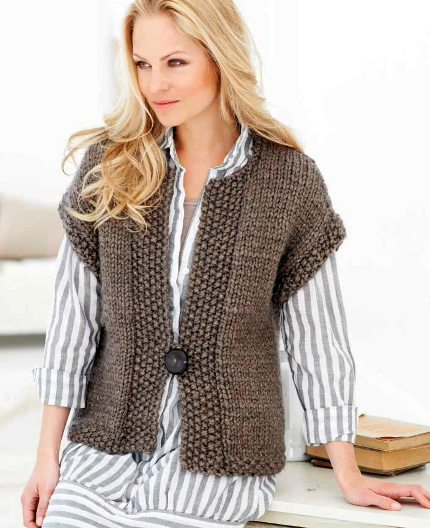 Classic Button Front Ladies Cardigan Knitting Pattern