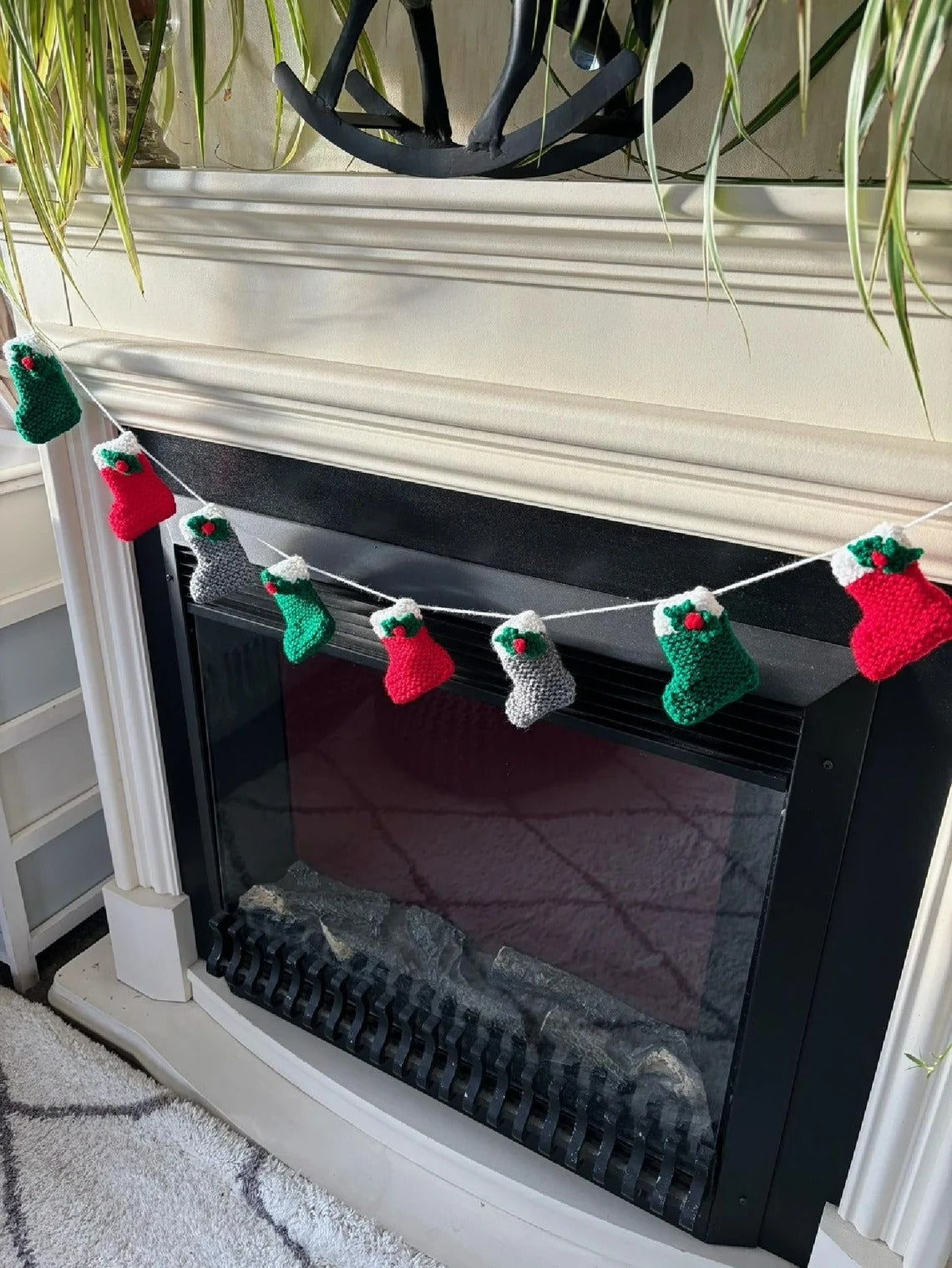 Christmas Holly Stocking Bunting Knitting Pattern