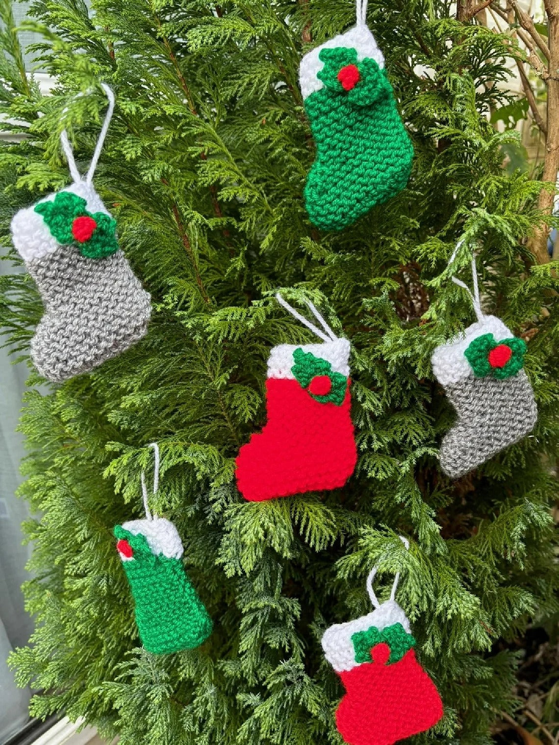 Christmas Holly Stocking Bunting Knitting Pattern