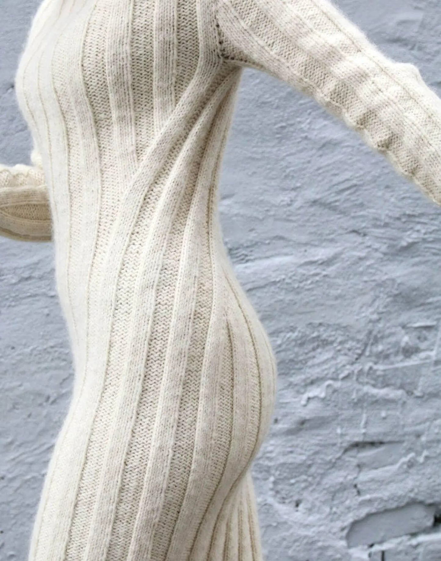 Ribbed Bell-Sleeve Mini Dress Knitting Pattern